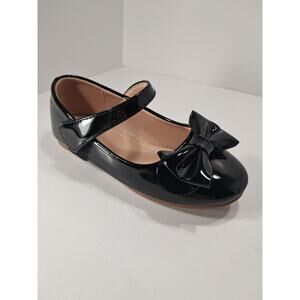 Bow flat strappy shiny girls shoes kids eu 25 / Toddler 8.5y